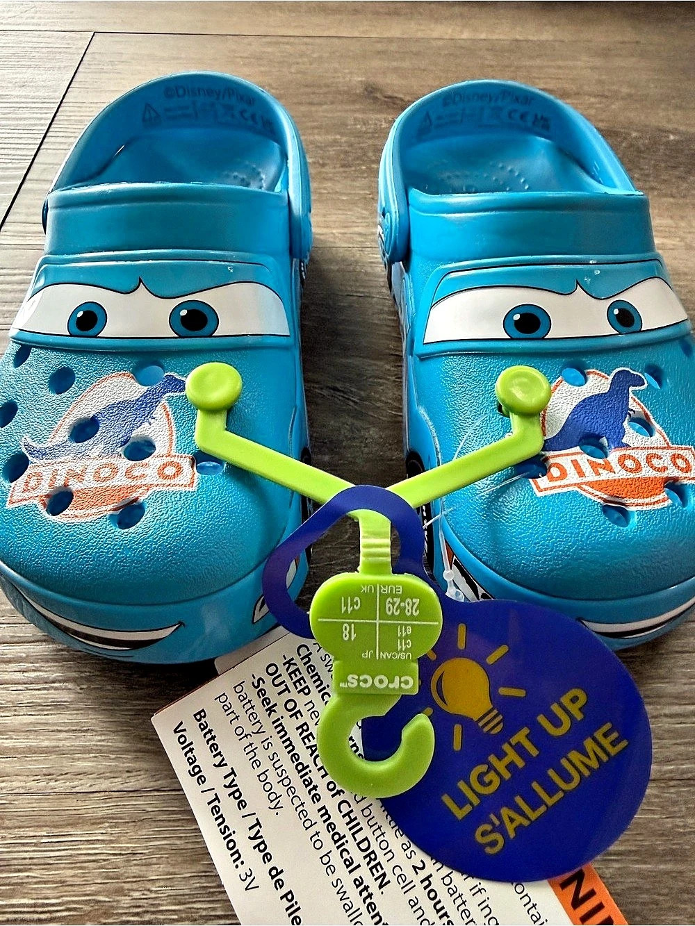 Crocs Lightning McQueen Dinoco Clog Kids US c11 Lights Up NWT